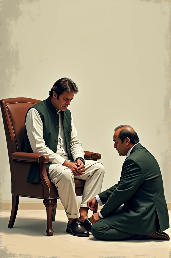 Imran Khan kursi per baitha hun aur Shahbaz Sharif uske jute saaf kar raha hun