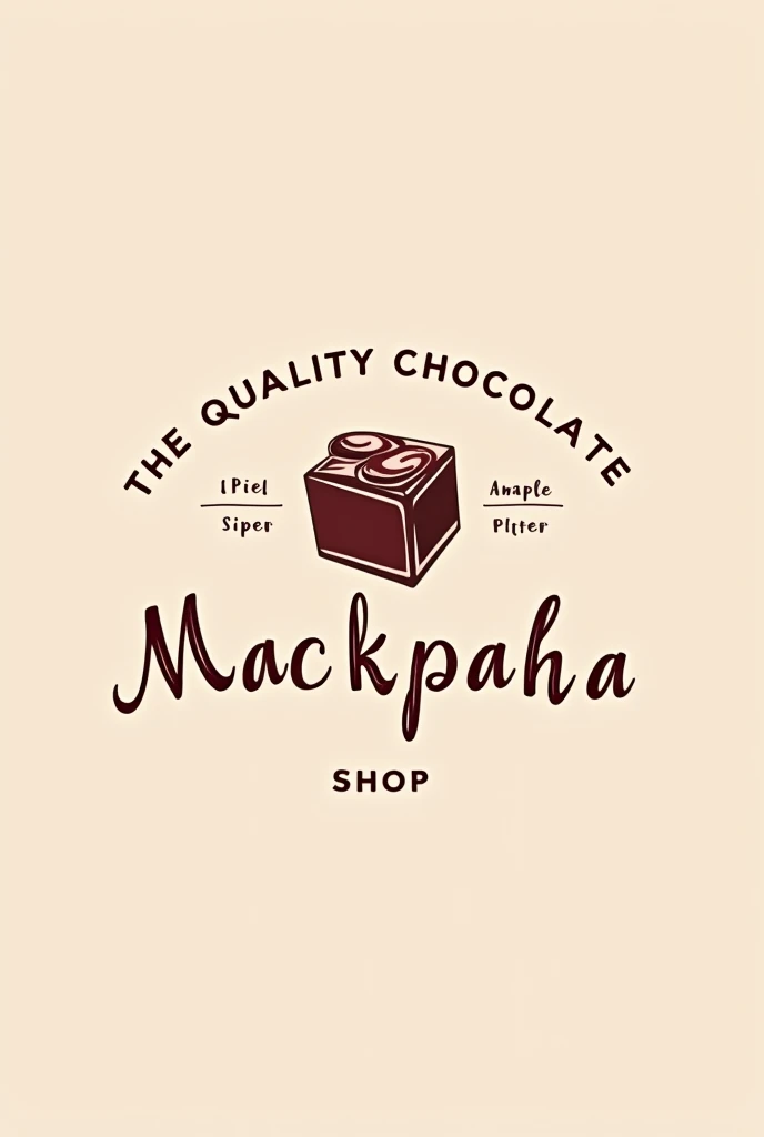 create a logo for a chocolate shop with the name Mackpalha and that this logo has the colors red and white