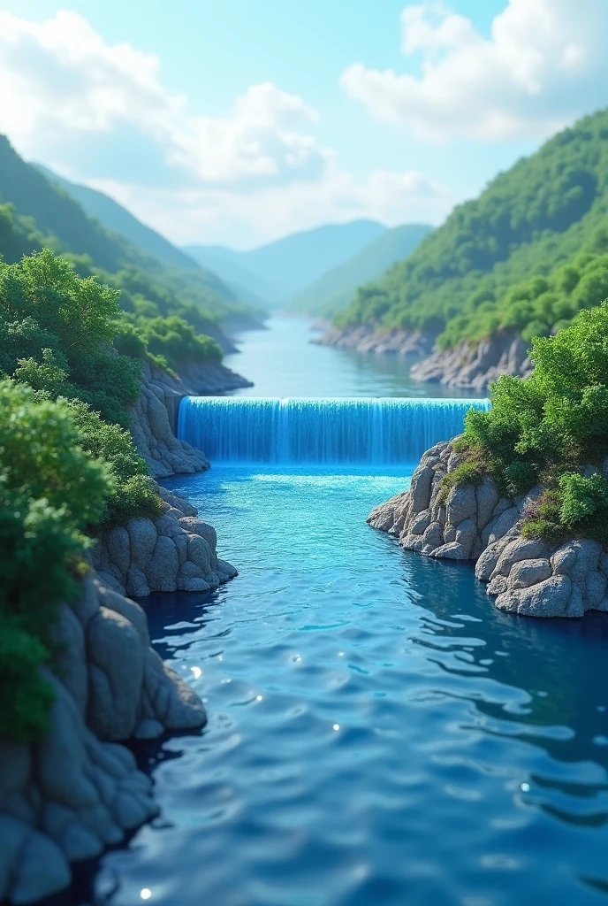 Water resources engineering logo combined with water reservoir and make it look like a realistic 