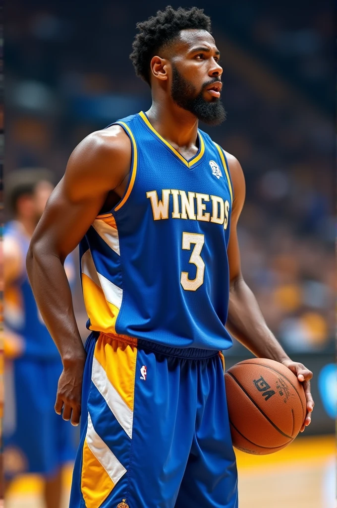 Create a jersey of blue yellow white of basketball 