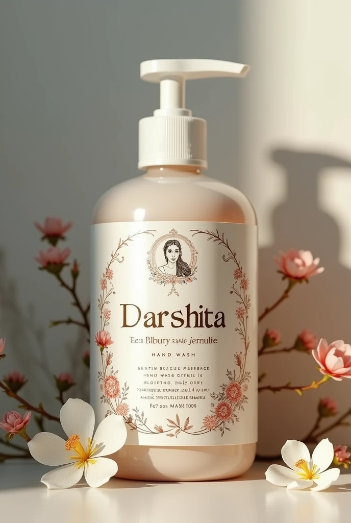 Create me a label design for hand wash named darshita