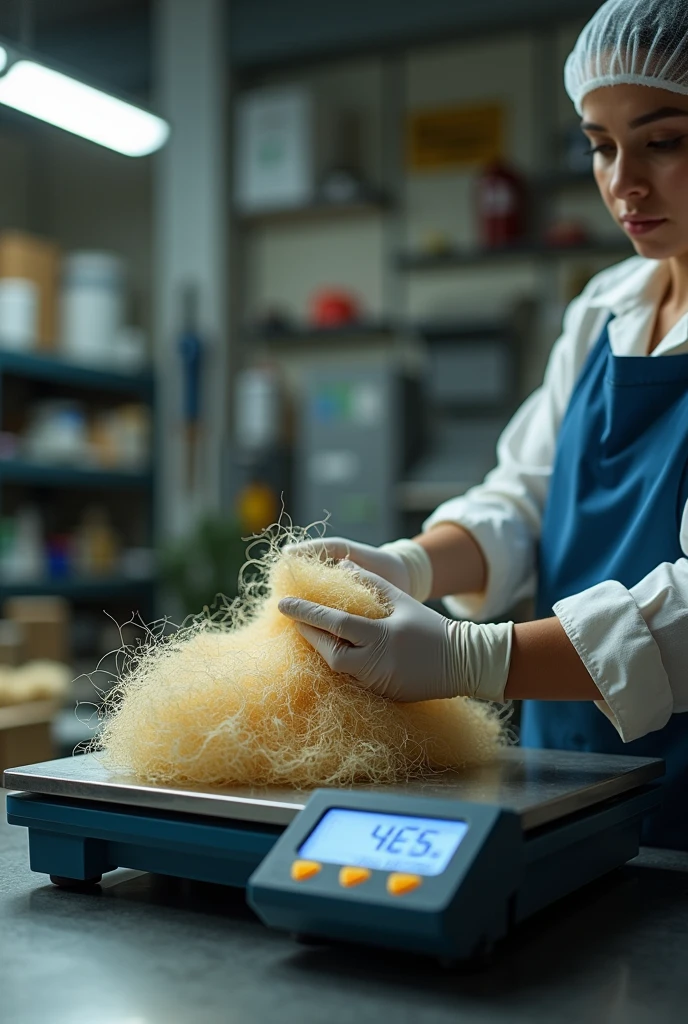 Weighing fique fiber on a digital scale

