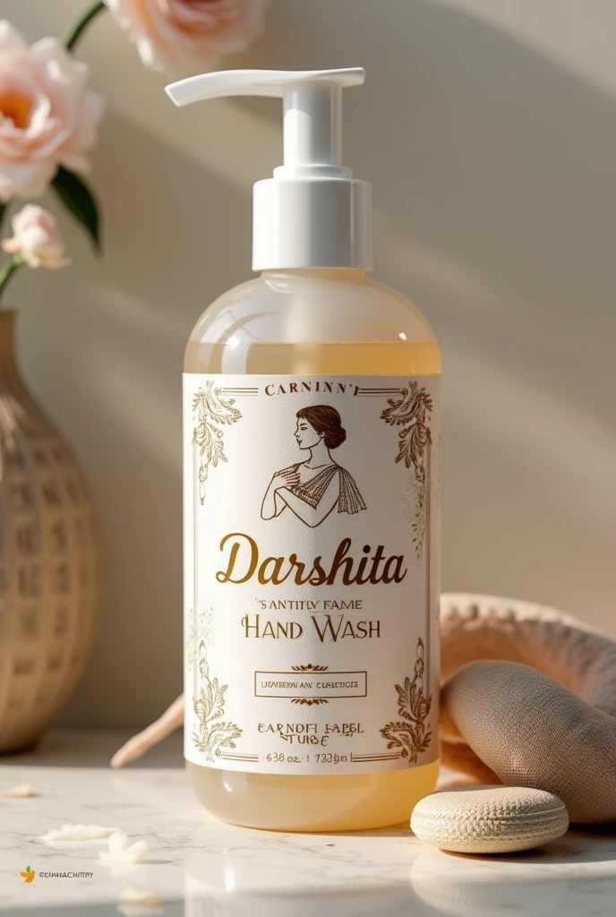 Create me a label design for hand wash named darshita