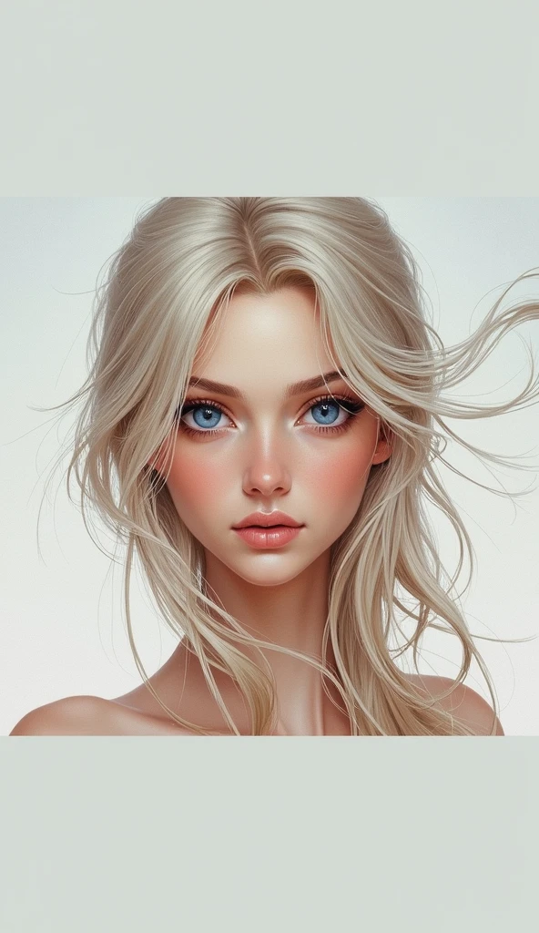 1 , 独奏, longye hair, high resolution, blue colored eyes, simple background, sheen, Masterpiece artwork, best qualityer, breasts big, plano americano, 
