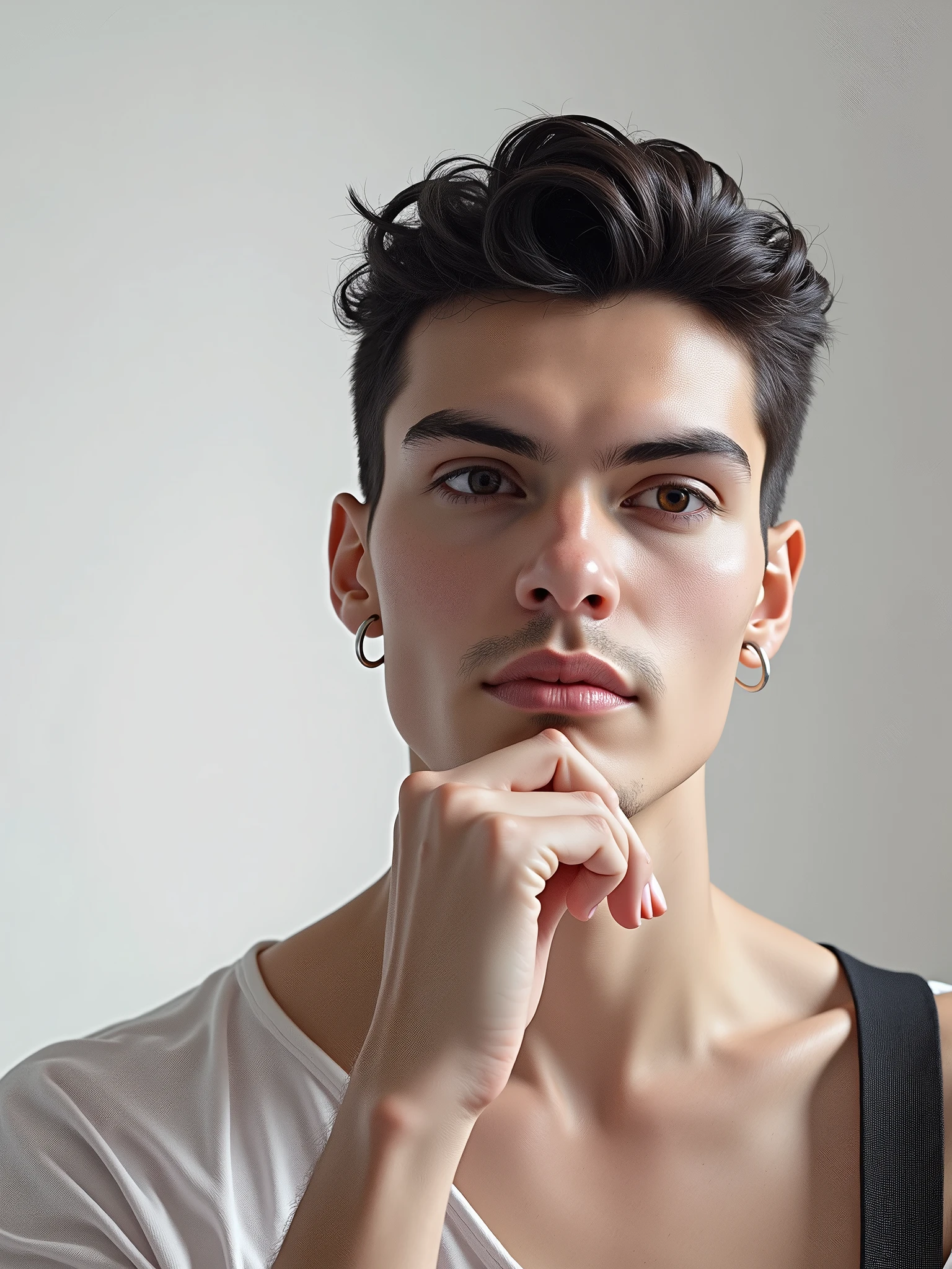 Create a profile picture based on the added image using a realistic black and white style