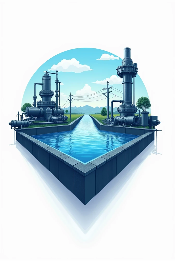Water resources engineering logo combined with water reservoir and make it look like a realistic
Make the engineering side dominant but keep the reservoir building or irrigation being part of this logo delete rhe waterfall side