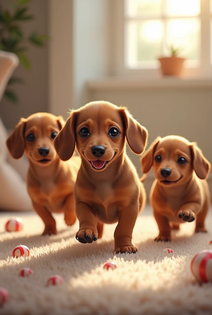 Dachshund babies walking