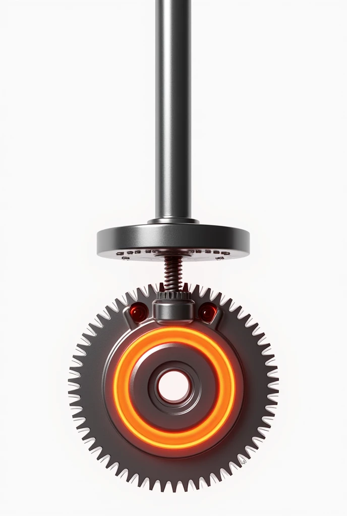 The heated pinion gear placed on the bottom , insert the shaft to that pinion from the top , white background