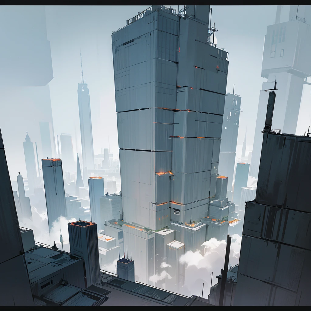 Landscape view of a large mega metropolis city with large buildings and skyscrapers of 900 meters in size. The buildings are made of black metal in black color, making the city have a retro futuristic style, super technologically advanced. ,with buildings of all kinds of shapes and different forms and that also have a dystopian and utopia style and that there are streets and some small buildings and that the buildings have all kinds of shapes and even geometric shapes