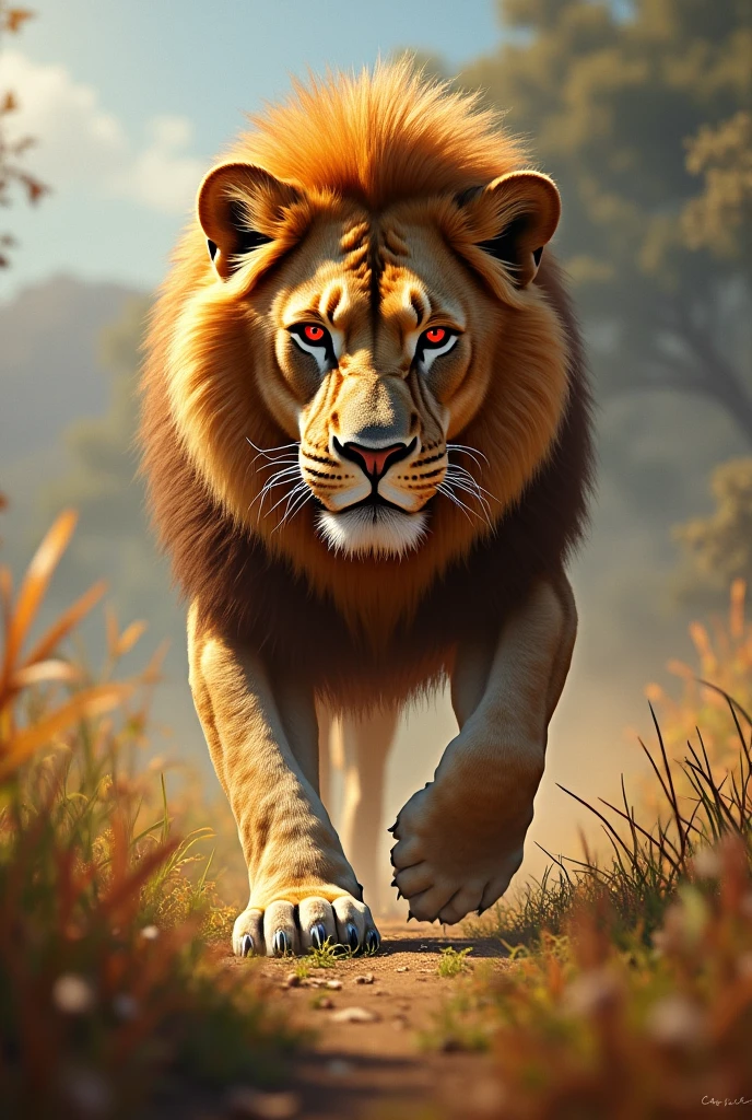 Lion just a good hunter and speed in red eyes in kiki between
