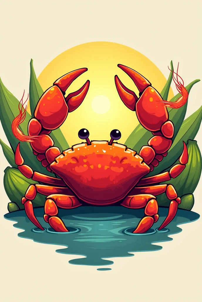 I want you to create a logo for me with a crab as the main element, cacao , green banana , Shrimp from my Balao canton for a tourism campaign