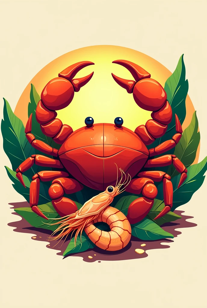 I want you to create a logo for me with a crab as the main element, cacao , green banana , Shrimp from my Balao canton for a tourism campaign