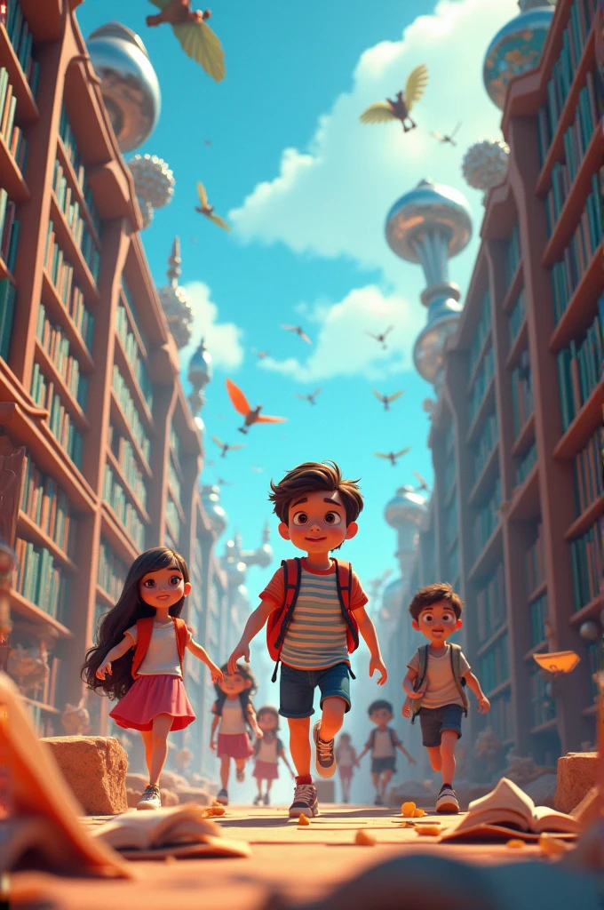 In cinamatic 3d cartoon "Start your journey of knowledge today because it is the power that can completely transform your life."