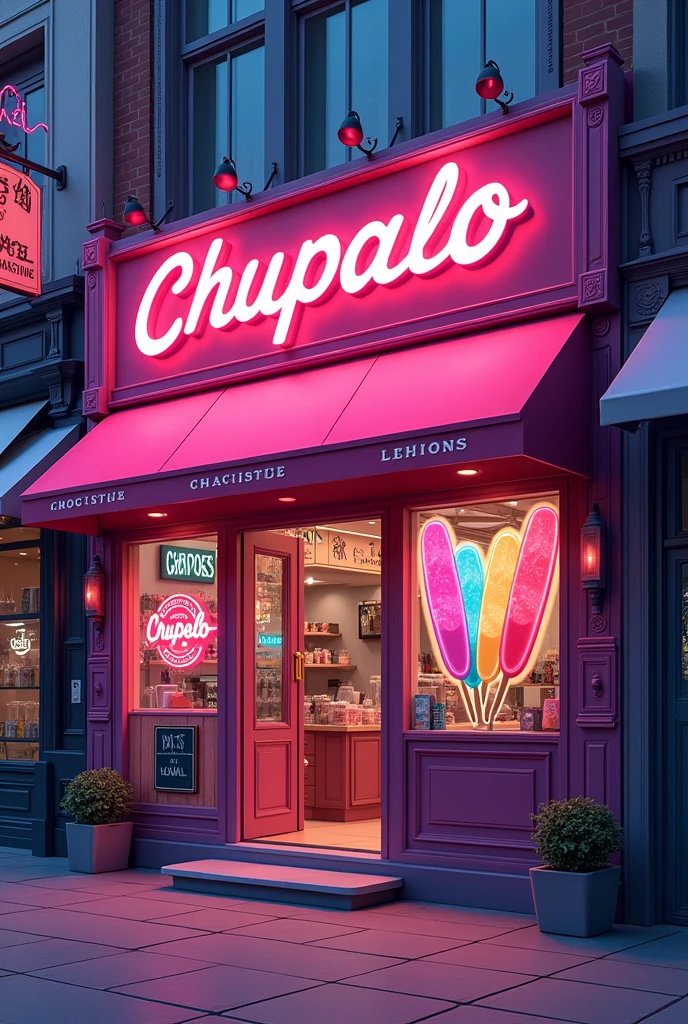 Create an image for a slightly risqué popsicle shop with the name chupalo 