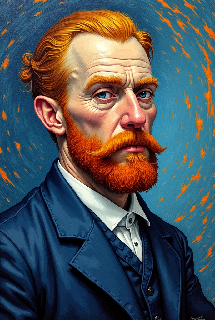 Sigmund Freud with his structural, and dynamic theory about the self in a Vincent van Gogh art style 