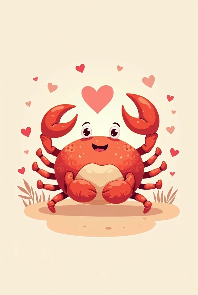 I want you to create a logo for me with a crab as the main element and a heart.
