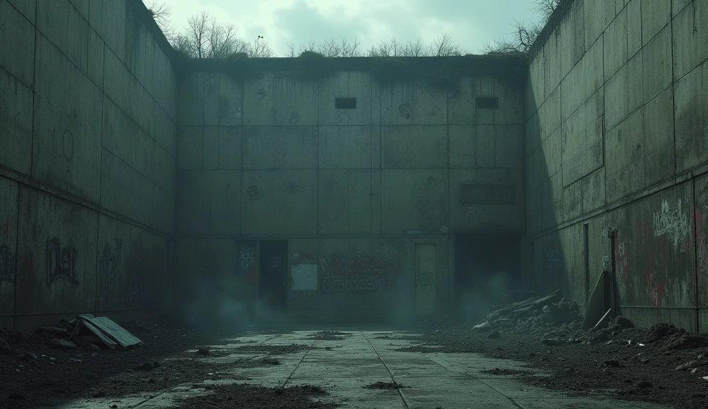 Empty, dark, dirty, toxic wall