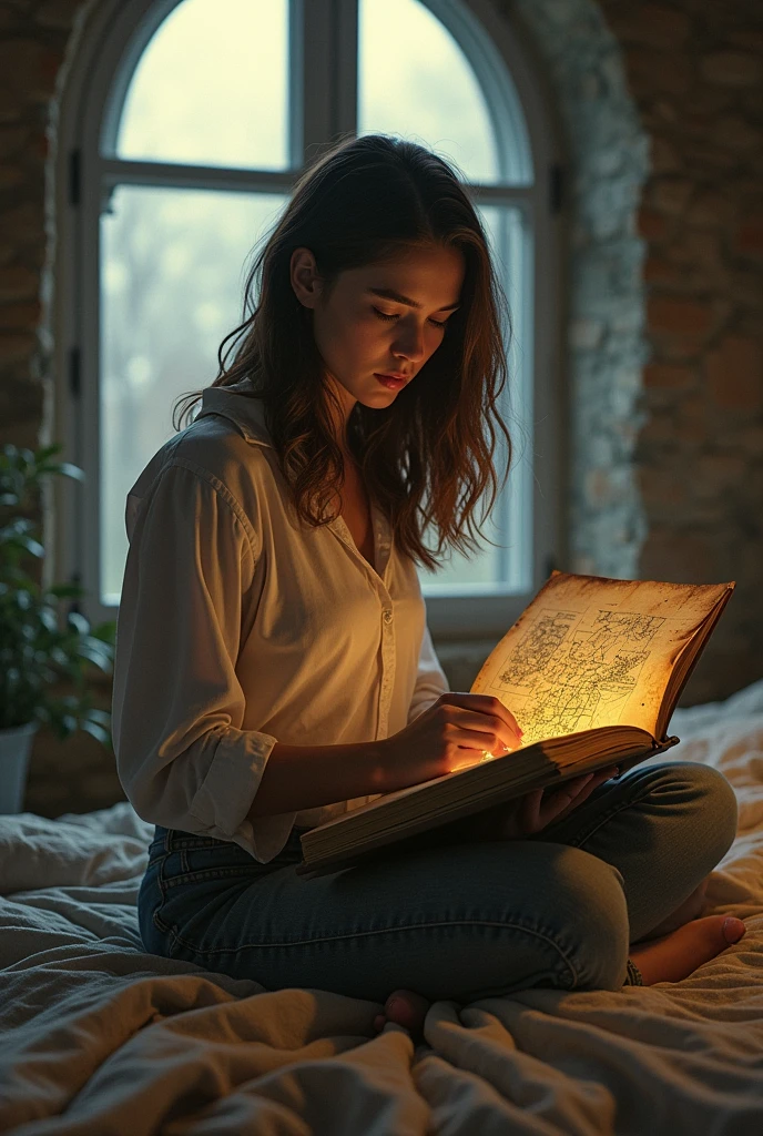 (Maya sits on her bed, flipping through the pages of the old book. The pages contain faded sketches and cryptic notes. Suddenly, a loose page falls out. On it is a map with an ‘X’ marked near an old, abandoned building on the outskirts of the campus.)using this seed 1921569215 (Maya) who is main character. in the university dome