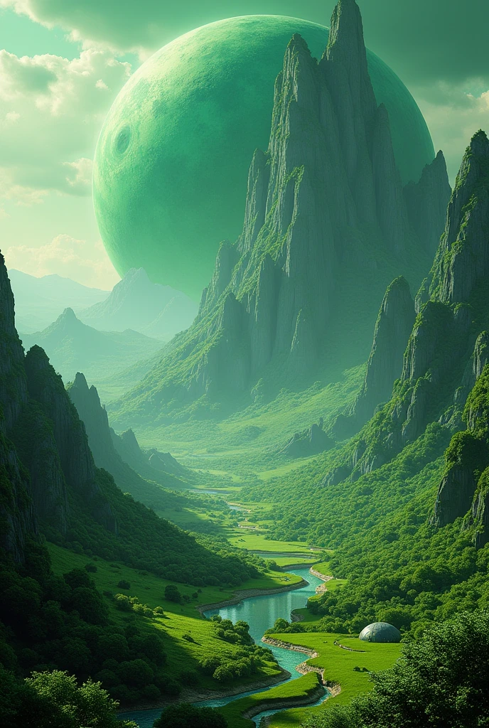 A Pluto-like planet, but green. 