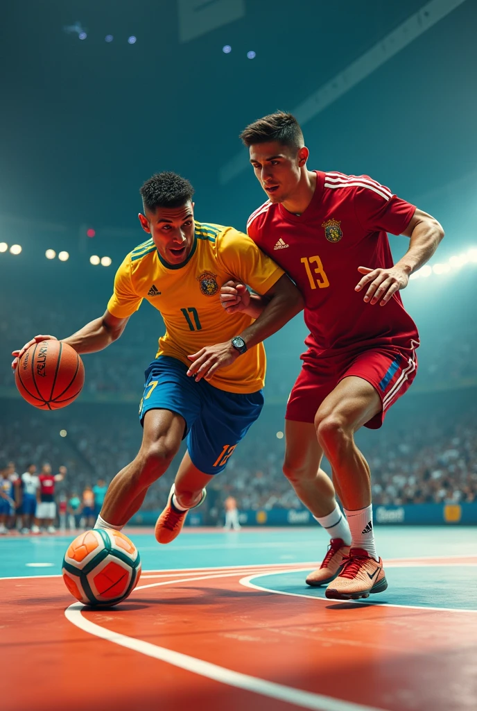 Icardi and Ronaldo Play Basketball