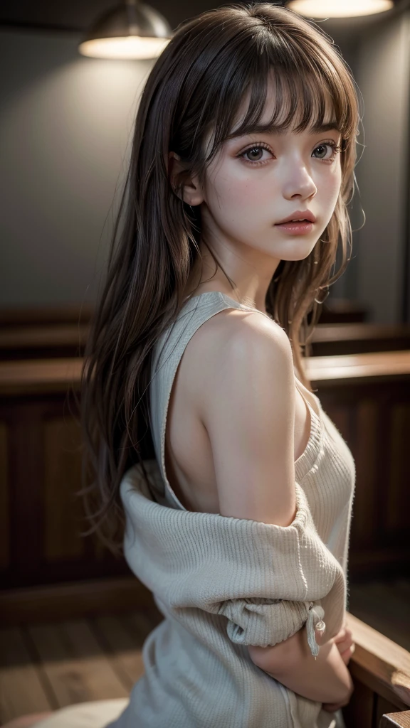 (masterpiece:1.4, Highest quality)), (Realistic photos:1.4), (artwork), ((1 girl)), (Otherworldly beauty), (dream-like), (超High resolution:1.2), Very delicate and beautiful, wonderful, Very detailed CG Unity 8k wallpaper, Very detailed, High resolution, Soft Light, Beautiful detailed girl, Very detailedな目と顔, Beautiful and detailed nose, Beautiful and detailed, (Wearing casual clothes:1.3), Cinema Lighting, Perfect Anatomy, Slender body, (Parted bangs), (Vermeer'Portrait of a Girl:1.5), (Subject of the painting), (Picture background),