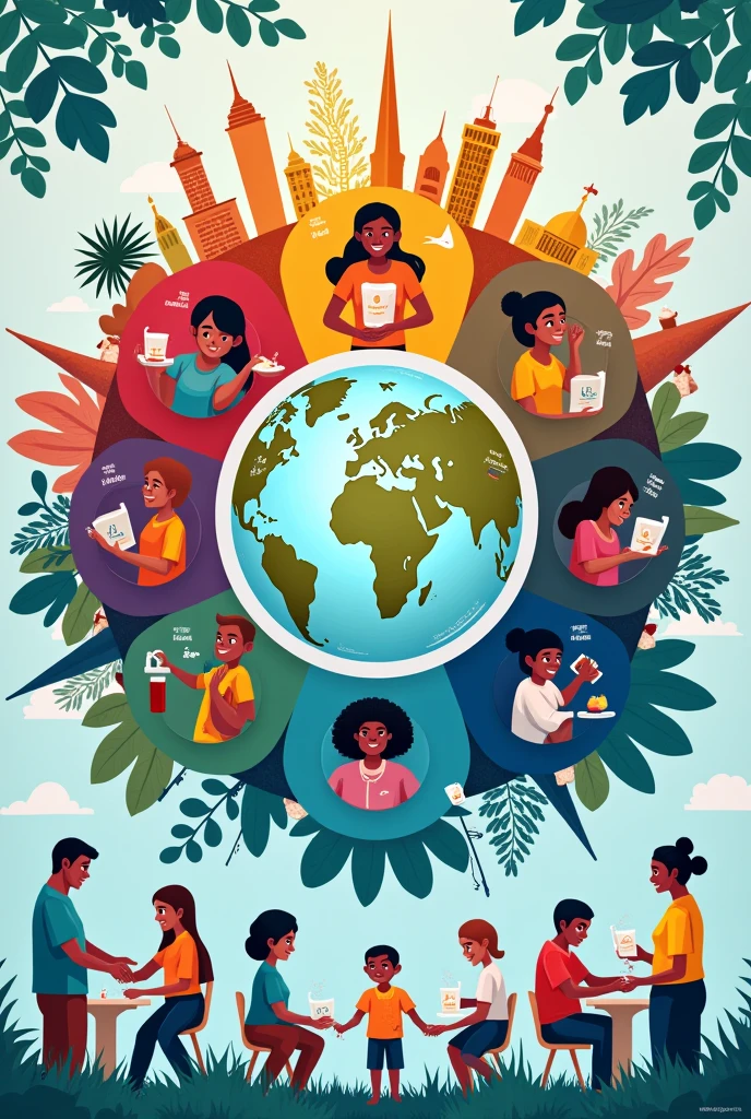 Create images of global health and hygiene to place as a centerpiece on a mural