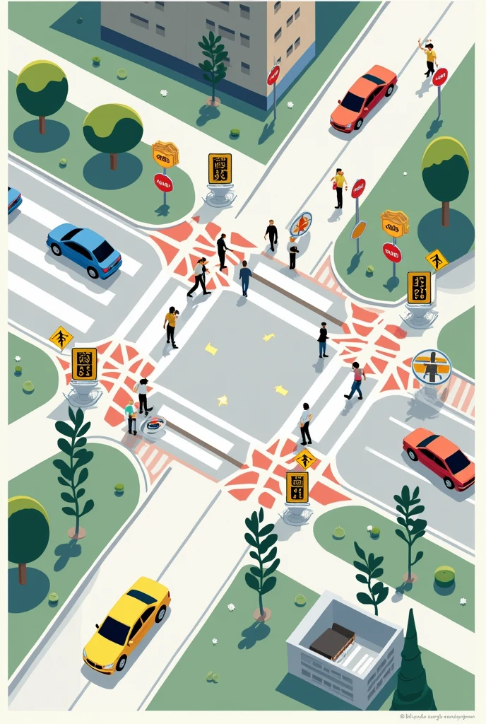 Poster about traffic management? Like the right of way rule, traffic signals 
And traffic signs 
Sky view