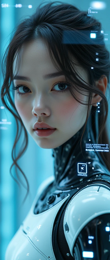 (masterpiece:1.2,Exceptional Quality,mirror-like,Cinematic Experience,Photorealistic:2.0,RAW Photos:2.0,Super detailed),8k,wallpaper,(Representing blueprints through holograms:2.0),(Beautiful woman:2.0),Female Cyborg,(Design of a Female Cyborg:2.0),(Draw the front view:2.0),(Avant-garde design:2.0),(Drawing detailed blueprints:2.0),(Numerous notes about the settings:2.0),(Beautiful Face,Beautiful Eyes,Beautiful Hair)