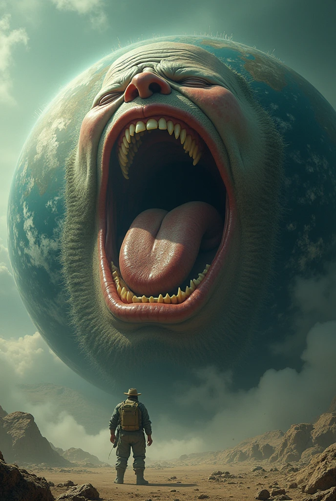 Fat guy eating the planet