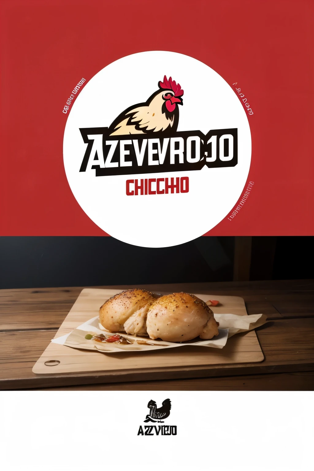A logo for a chicken restaurant with the name Azevedo