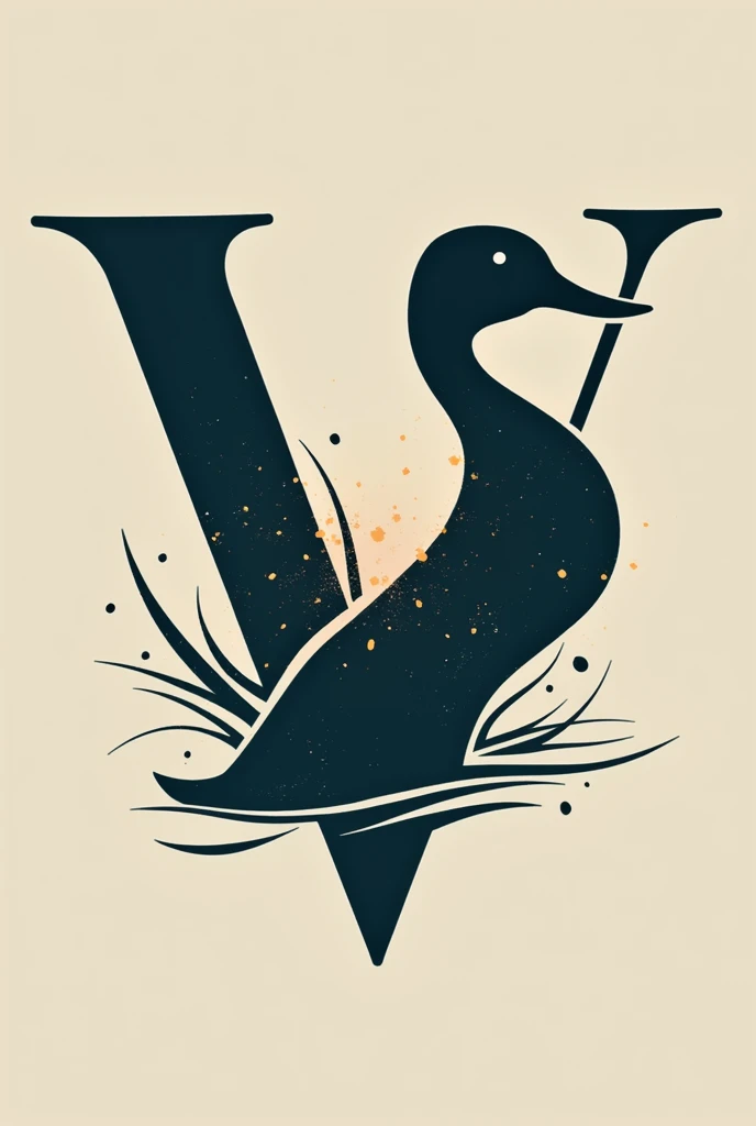 Logo about a duck that is created by letters V and D

