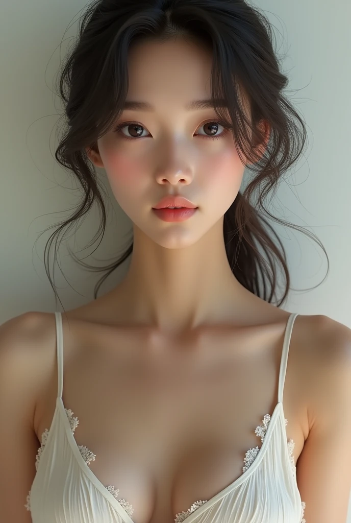 (masterpiece: 1.3), (8K, realistic, RAW photo, highest quality: 1.4), (young adult girl), beautiful face, thin haun young and beautiful.(thin face), beautiful hairstyle, realistic eyes, beautiful and nice eyes, (realistic skin), beautiful skin, shorts