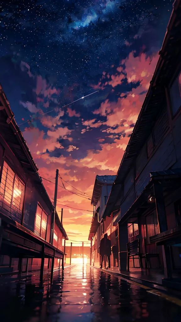 station、home、There is a bicycle parking lot with many bicycles parked.、appear、train、Urban townscape、anime, the sky, stars, the bench, the milky, the stars, the sky, the stars, the bench, the milky, the stars, the, cosmic skies. by makoto shinkai, anime sky, anime art wallpaper 4 k, anime art wallpaper 4k, anime art wallpaper 8 k, amazing wallpaper, with the sky full of stars