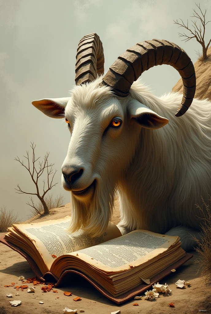 Goat eating holy book pages