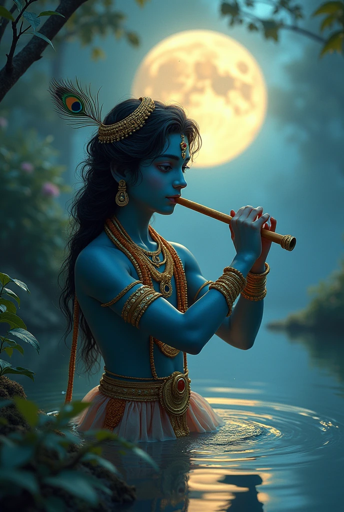 Krishna moon light pic 

