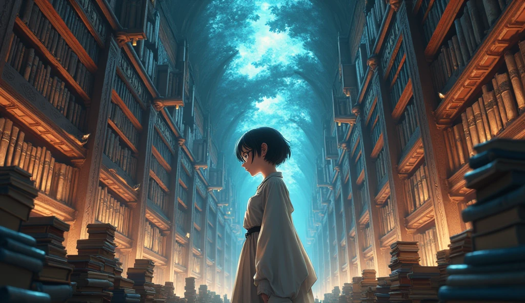 ((Highly detailed anime art)),Wall-to-wall bookshelves,Fantasyの図書館,Fantasy,librarian,Short Hair,Glasses,((masterpiece, Highest quality, Extremely detailed CG, unity 8k wallpaper )),(masterpiece, Highest quality, Highest quality, Official Art, beautiful),Very vivid,High-precision images,Ultra-high resolution,Great art,Poster Art,Impressive photos,Impressive art,beautiful顔,Perfect Face