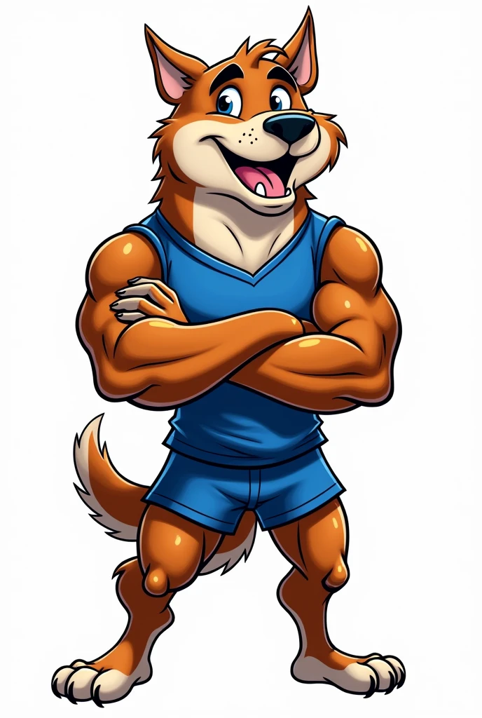 Dog for medical school athletic mascot, brawny, with a confident smile, art style cartoon, in png with nothing in the background