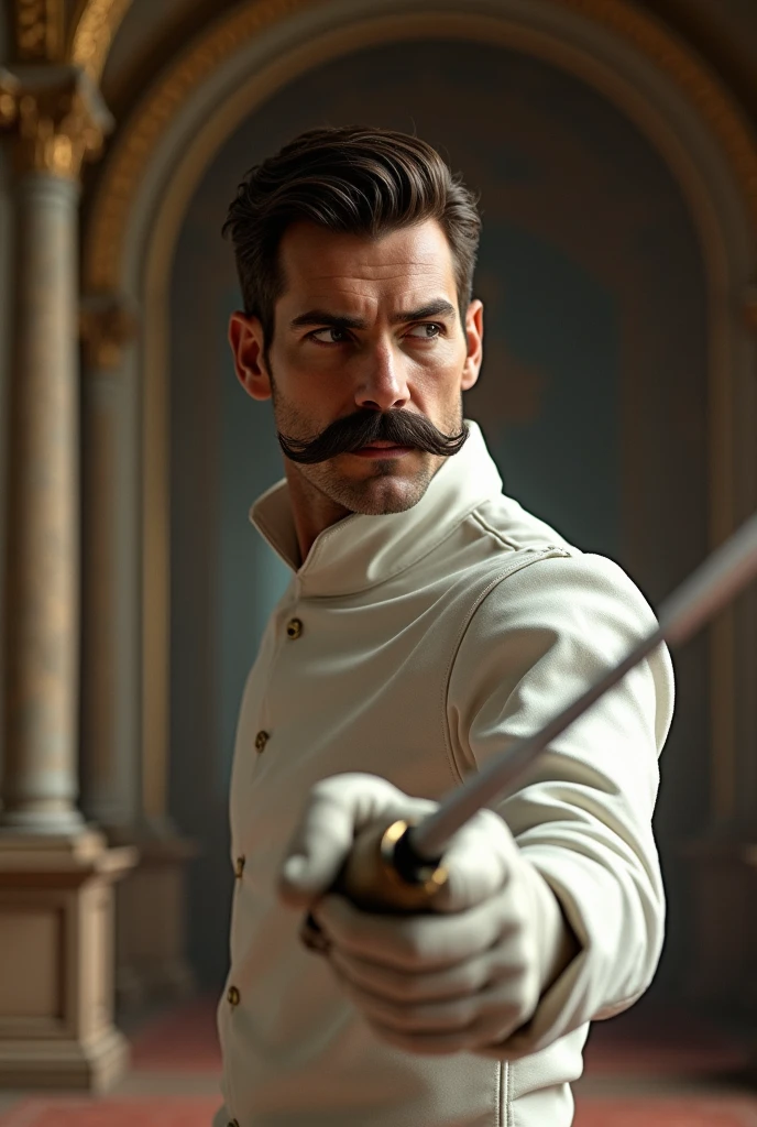 Mustached fencer
