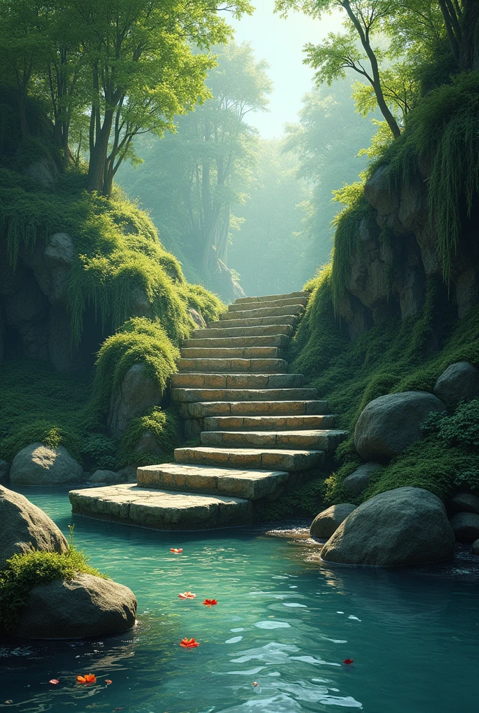 Stairs in river nature