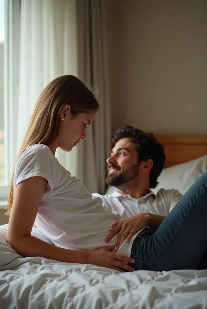 Man fuck school girl on bed