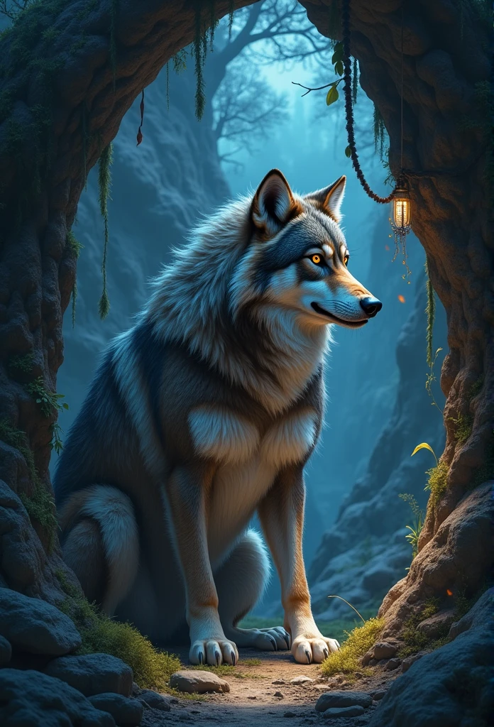 wolves,capa wolves,ruanjia,Daeni Pinho,black gem,stupid dog,Muscular male wolf's den, (face detailed), (detailed fluffy fur)