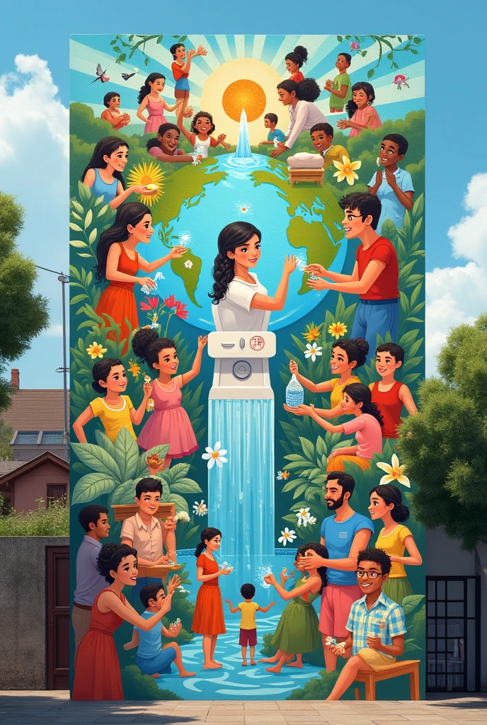 Images on global health and hygiene to place in the center of a mural 