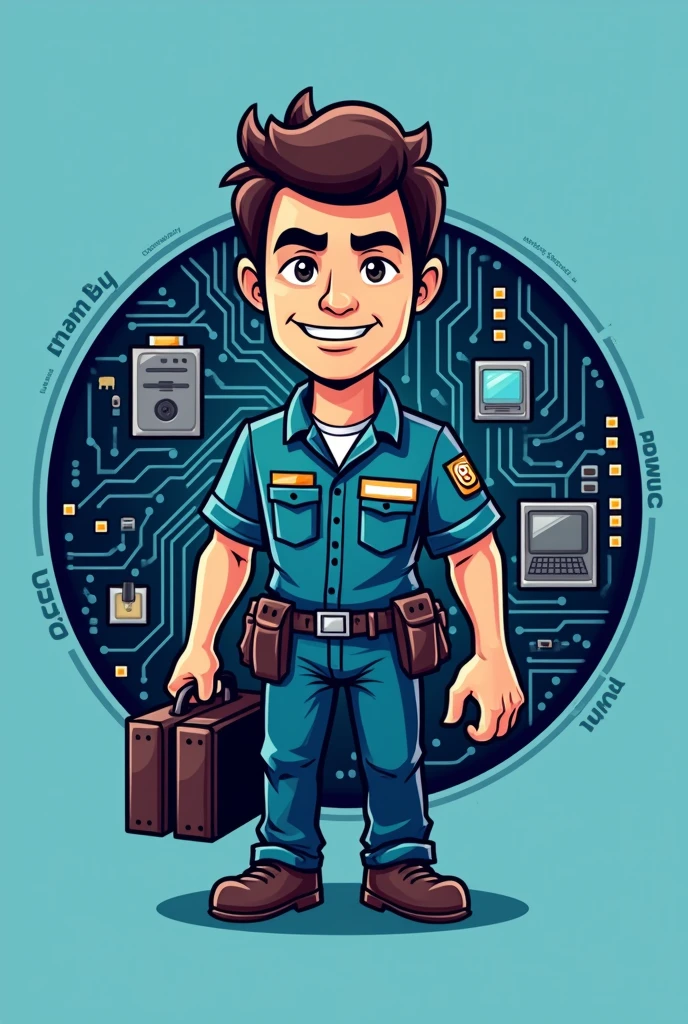 A computer repairman logo
