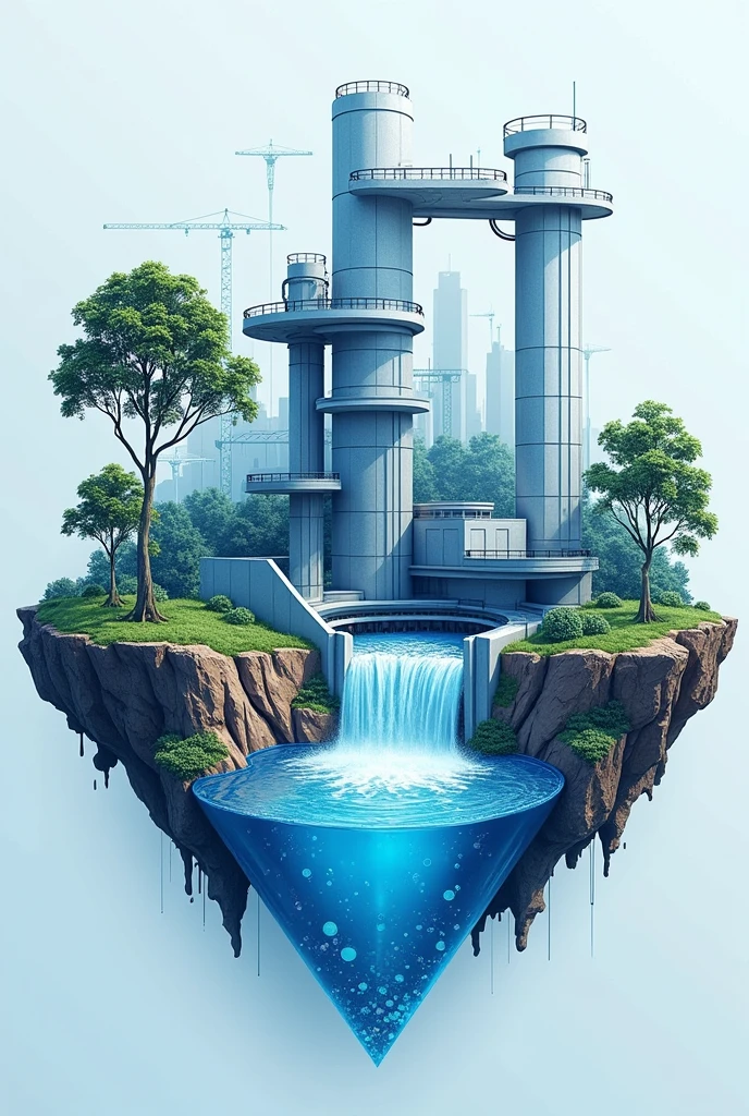 Water resources engineering logo combined with water reservoir and make it look like a realistic 
Make the engineering side dominant but keep the reservoir building or irrigation being part of this logo delete rhe waterfall side 
I dont need the engine, combine irrigation and reservoir on the logo
Make this like a real picture
Put this sentences on the logo " Teknik Keairan 2024"
Do not translate the sentence 
Put this sentences on the logo " Teknik Ke-Airan 2024" and don't translate the words

Put Teknik Keairan on the design 

