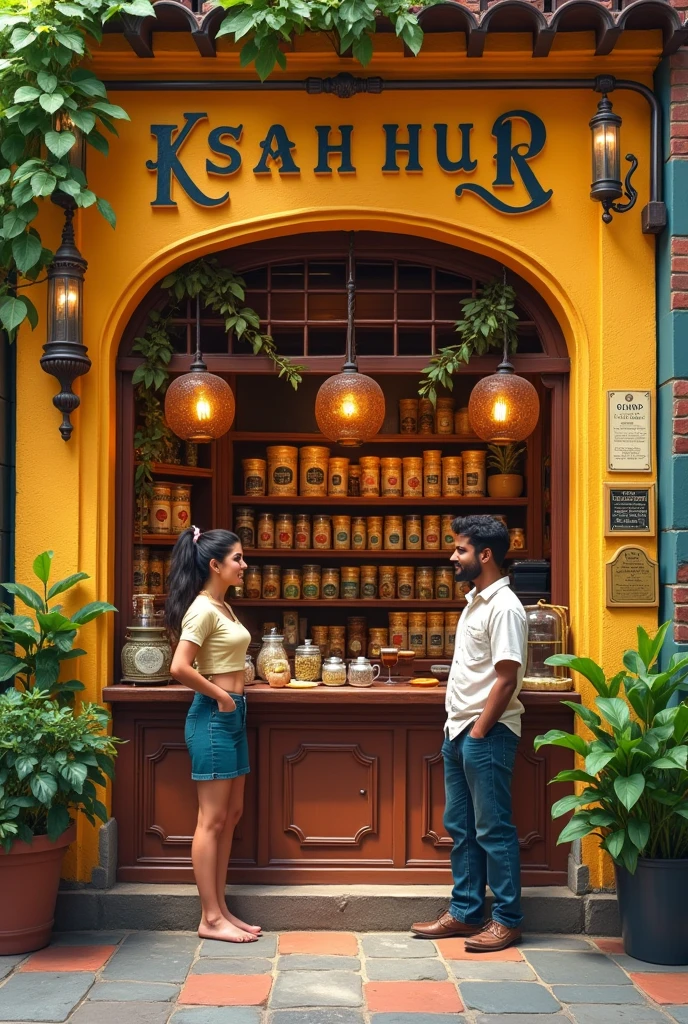 KANNAN TEA ☕ SHOP Yellow colour Bode to text English words 