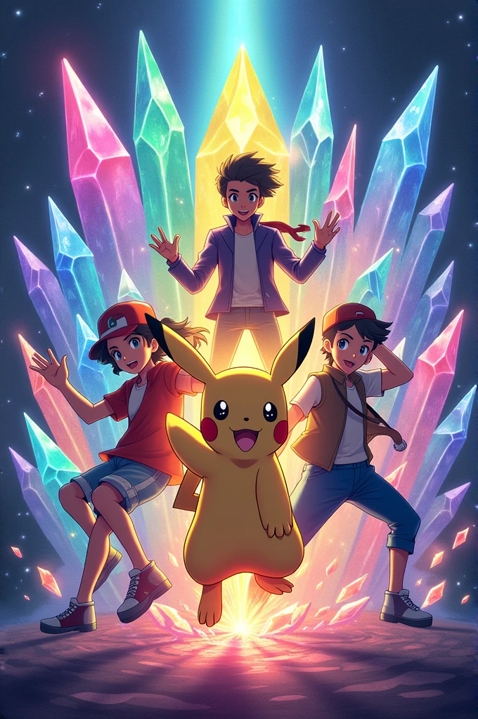 Design for a rainbow-hued crystal playmat on Pokemon trainers