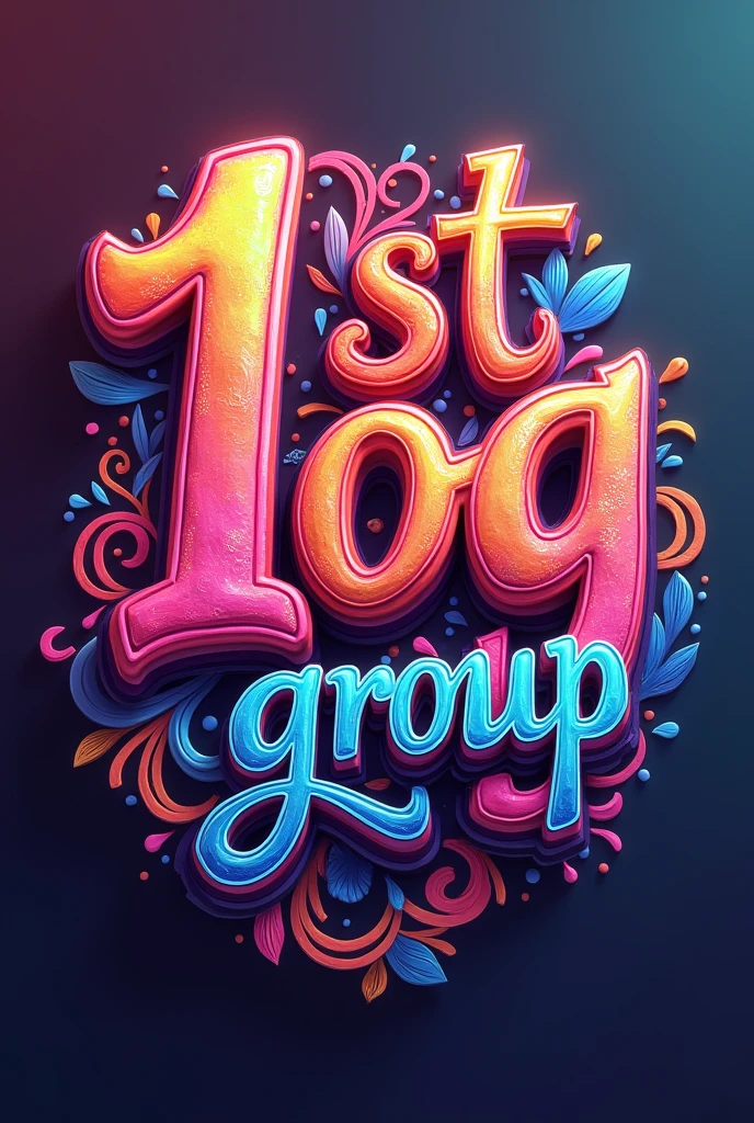 Draw the text 1ST.OG GROUP with rainbow colors and beautiful Latin letters

