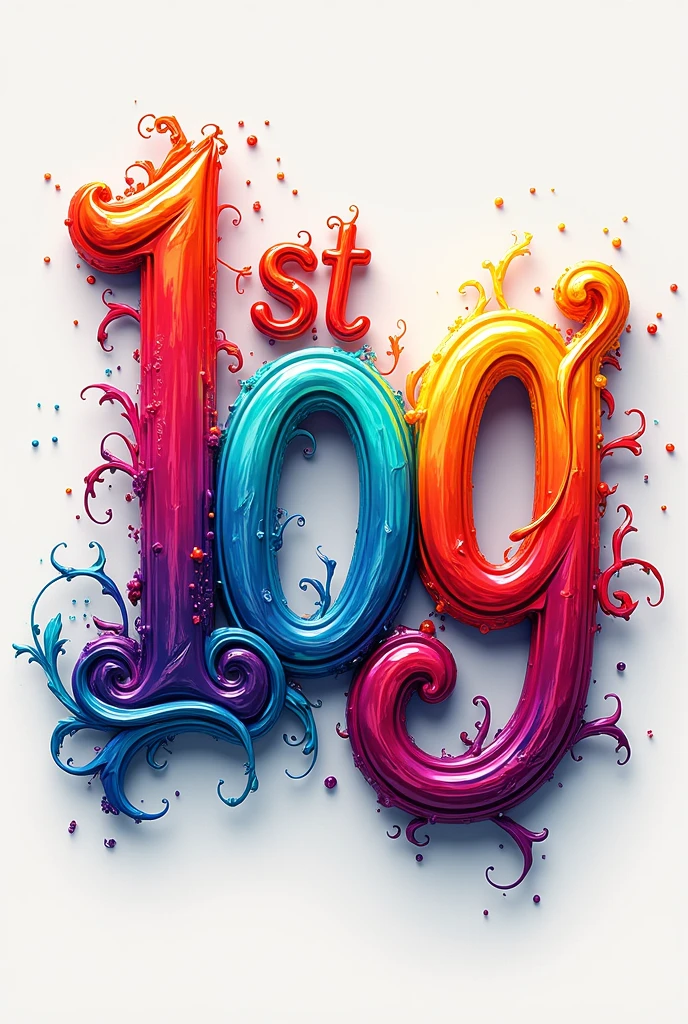 Draw the text 1ST.OG GROUP in rainbow colors with beautiful Spanish lettering