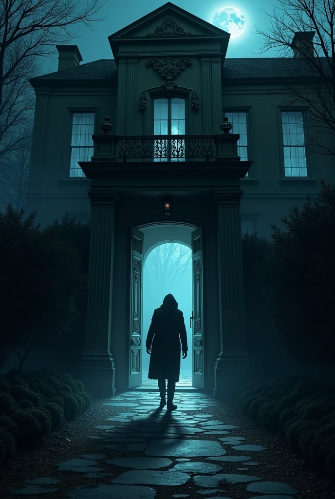 In the dark of the night, he pushed open the mansion’s doo