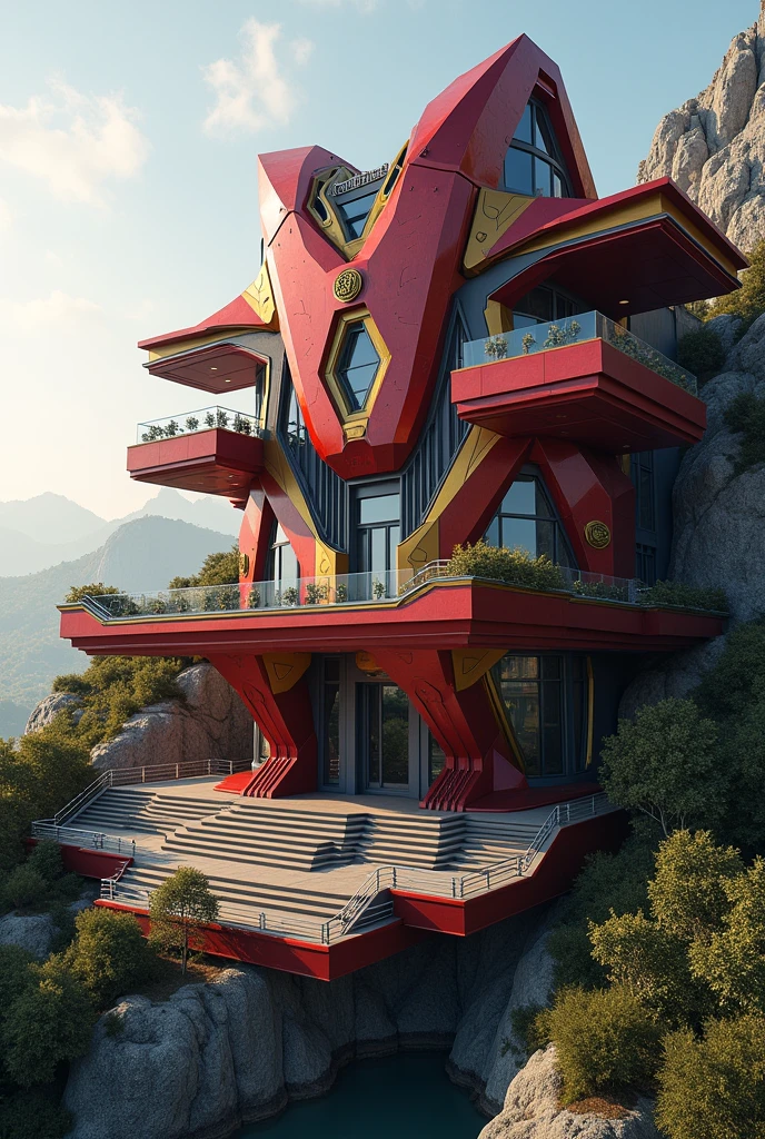 A villa for iron man with his structure and symbols